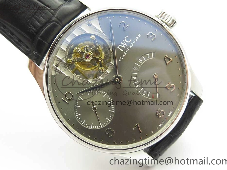 MIROTIME 0809 Portuguese Tourbillon IW5046 SS ZF Best Edition Gray Dial on Black Leather Strap SunProtective 7147